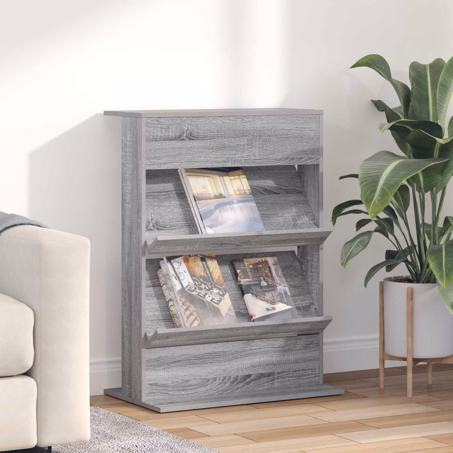 Scaffale per riviste vidaXL moderno Grigio, L: 70 cm, P: 41 cm, H: 96 cm