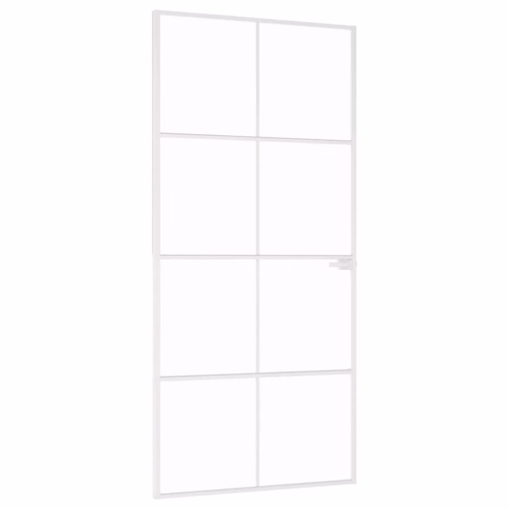 Porta Interna Bianca 93x201,5cm Vetro Temperato Alluminio Slim