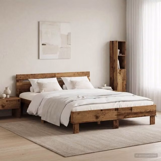 Struttura letto moderno vidaXL in legno color marrone L: 140 cm, P: 190 cm, H: 145 cm