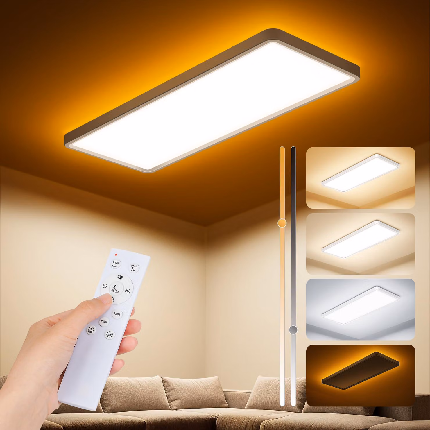 Pannello LED a soffitto, design piatto, dimensioni 58x22x2,9 cm, 32W, 2900 lumen, dimmerabile