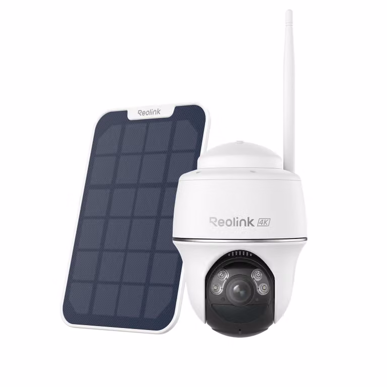 Reolink Argus PT Ultra + pannello solare, telecamera di sicurezza per esterni a batteria 4K 8MP, WiFi 2,4/5GHz, panoramica e inclinazione, visione notturna a colori, rilevamento intelligente, audio a 2 vie