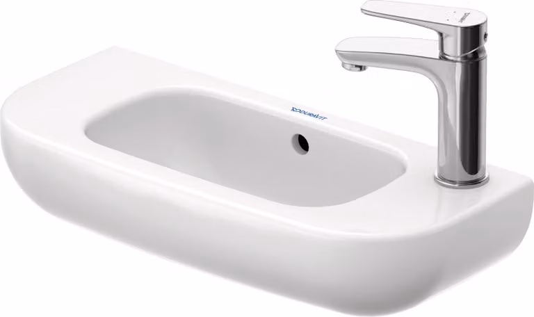 Duravit D-Code lave-mains, avec trou pour robinetterie à gauche, avec trop-plein, 500x220x135mm, blanc brillant, 0706500009, 0706500009