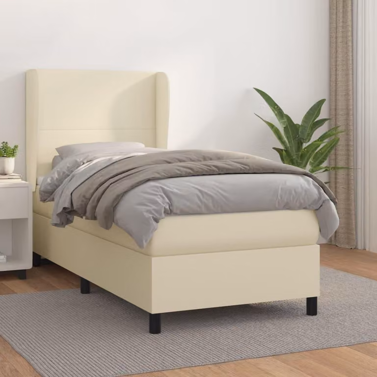 Maison Exclusive - Letto boxspring con materasso crema 100x200 cm in ecopelle