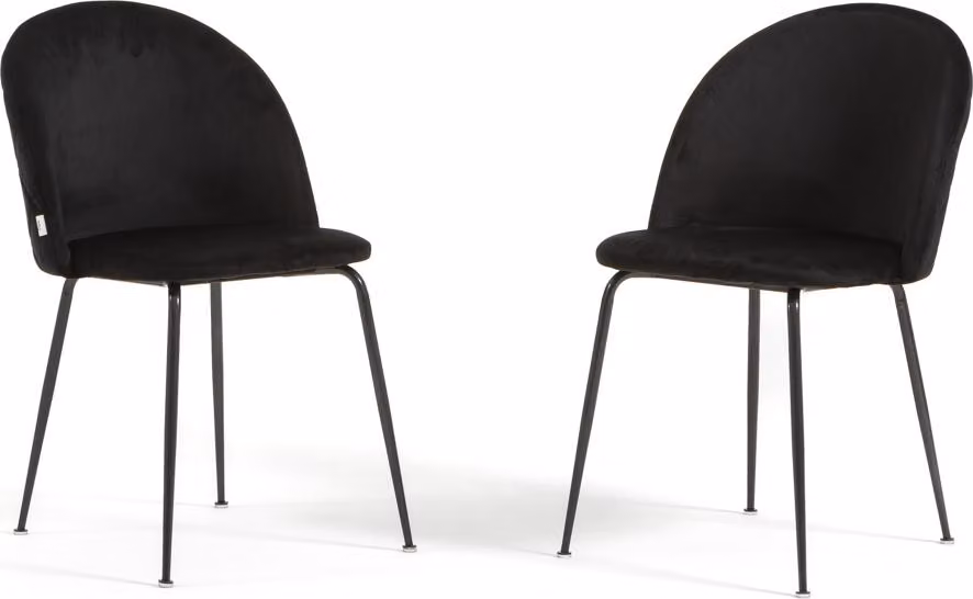 Set di 2 sedie da pranzo imbottite, gambe in metallo, design elegante per cucina, sala da pranzo, bar e ristoranti SARA - Nero/Grigio scuro