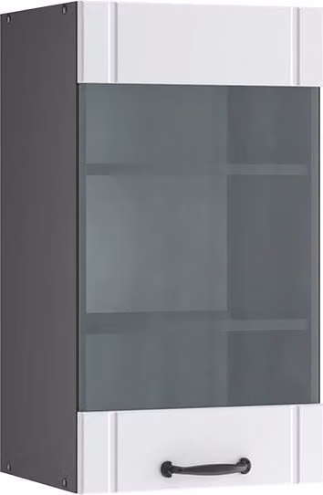 Pensile da cucina Vicco Fame-Line Bianco rustico e Antracite con ante in vetro e ripiani interni L/P/H: 40 x 34,1 x 72 cm
