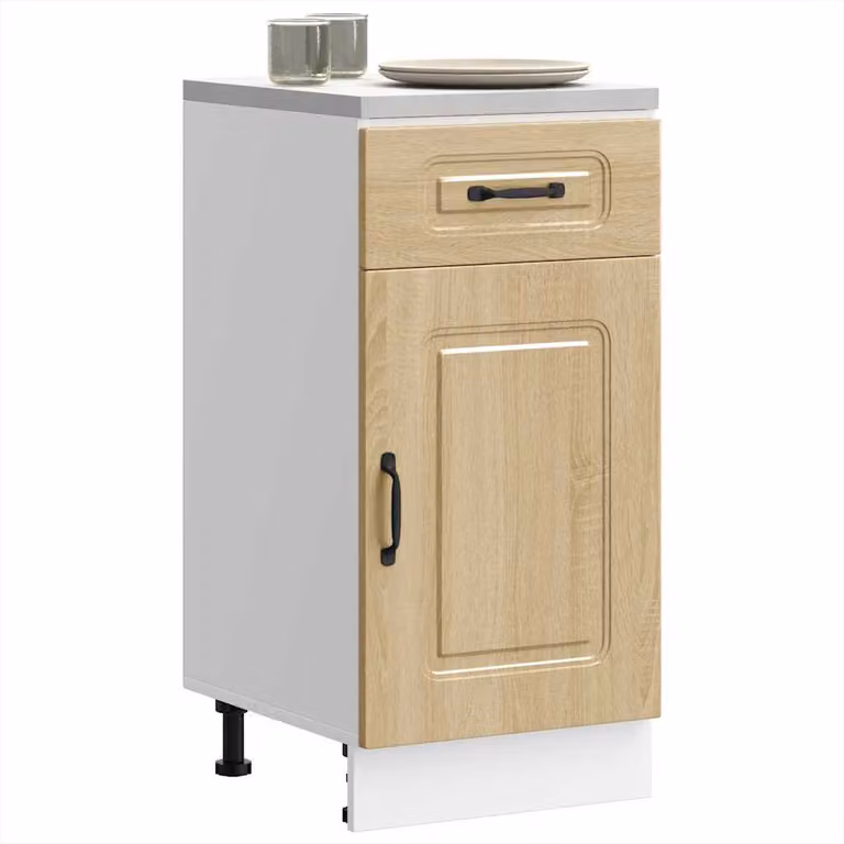 Base da cucina vidaXL Kalmar moderna in legno multistrato e MDF, colore marrone e bianco, L: 46,0 cm, P: 40,0 cm, H: 81,5 cm