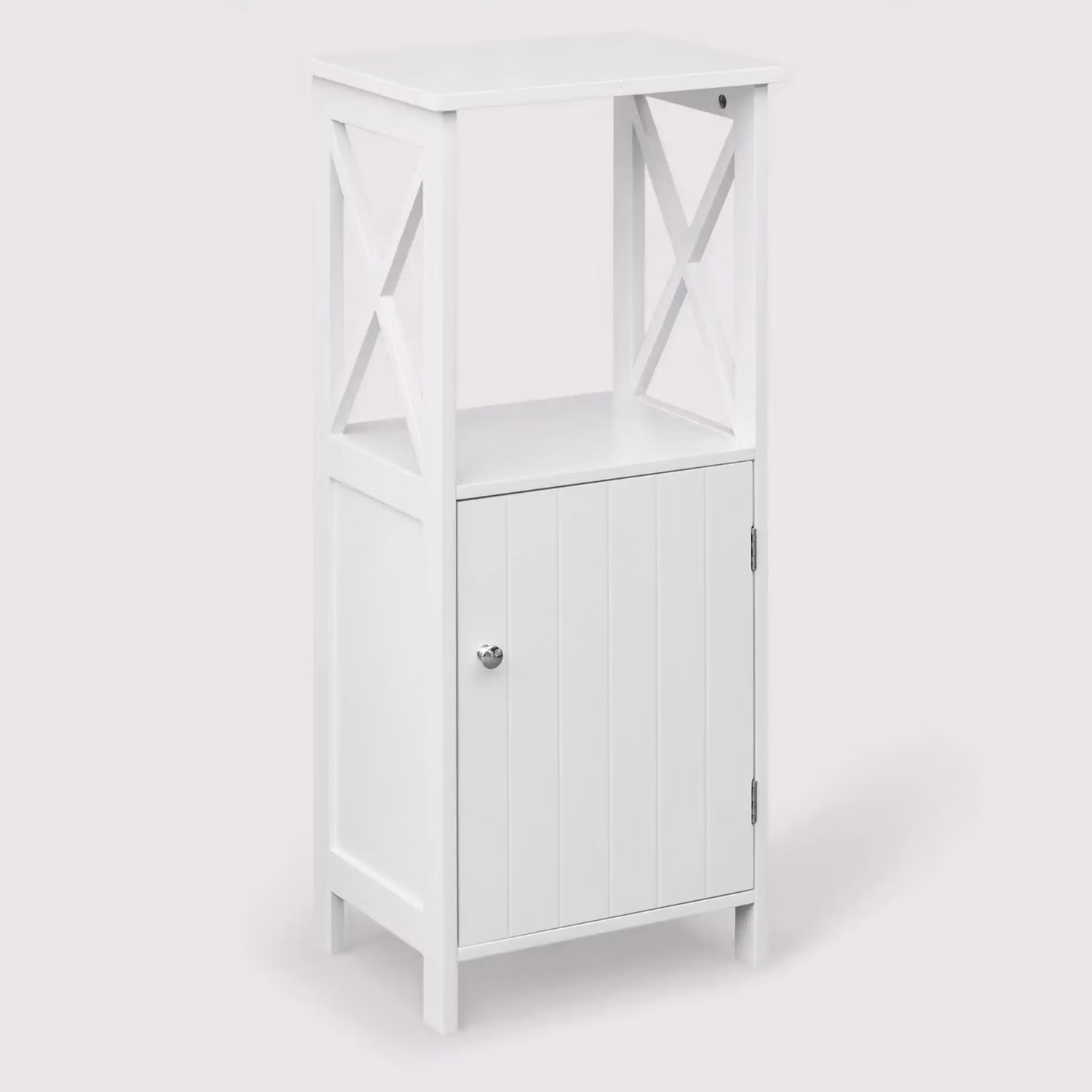 Carapa - Mobiletto a colonna per bagno con un'anta e un ripiano