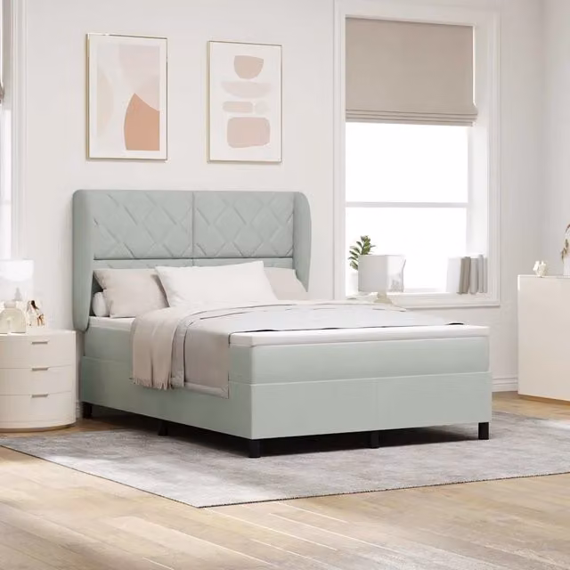 Letto Ibrido con Testiera in Velluto Grigio vidaXL L: 160 cm, P: 200 cm, H: 203 cm