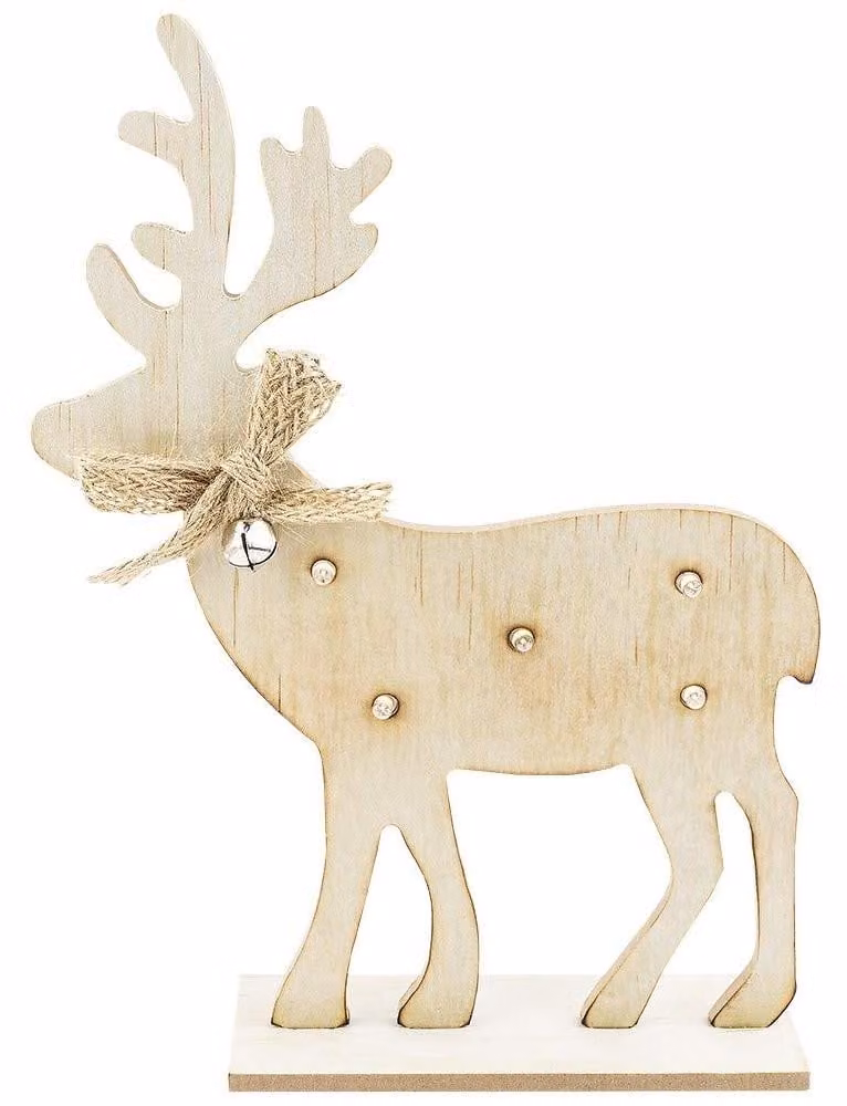 Lampada da tavolo in legno con luci LED, dimensioni 23x17 cm, 5 LED a luce calda, con base