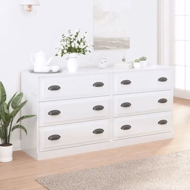 Set di 2 credenze vidaXL in legno multistrato bianco lucido da appendere al muro per la tua sala da pranzo