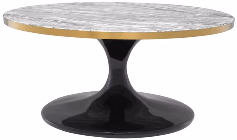 Tavolino Casa Padrino grigio / ottone / nero Ø 90 x h. 41 cm - Tavolo rotondo da salotto