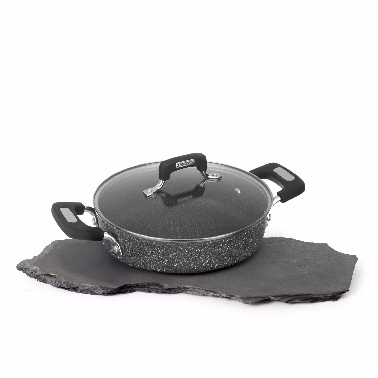 Casseruola Kasanova New Petra Dark con rivestimento antiaderente in ceramica, colore nero e grigio, diametro 24 cm – 2
