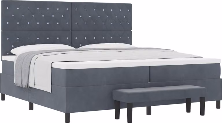 Letto a molle con materasso grigio scuro 200 x 200 cm in velluto