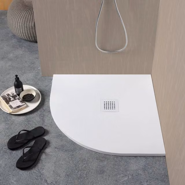 Piatto doccia semicircolare 90x90 in resina bianca