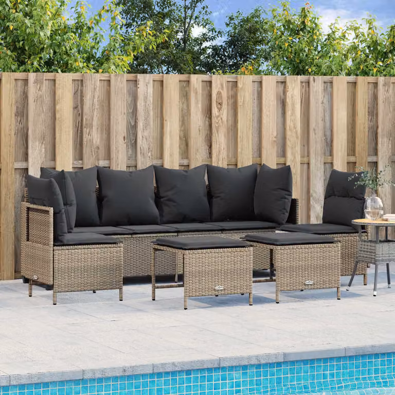 Maison Exclusive - Set Divano da Giardino 5pz con Cuscini Grigio Chiaro Polyrattan