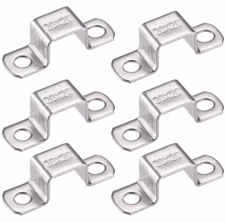 Angoli di fissaggio a forma di U, 18 x 22 mm - per fermaporte - confezione da 6