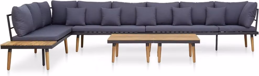 The Living Store Set da giardino da 8 pezzi con cuscini in legno massiccio di acacia
