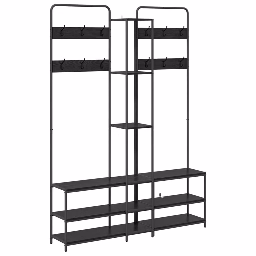 Appendiabiti con panca per scarpe vidaXL moderno nero L: 130 cm, P: 30 cm, H: 199,5 cm – 2