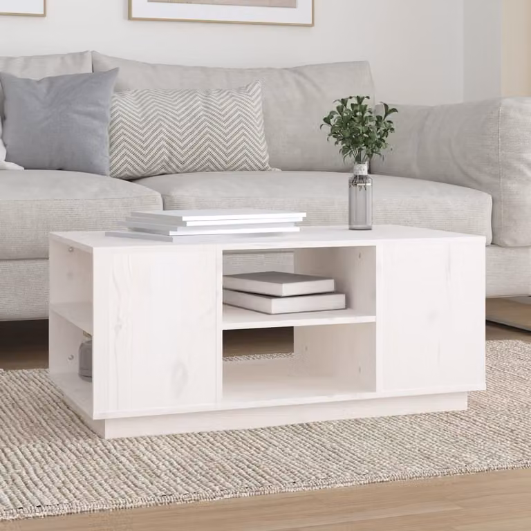 Maison Exclusive - Tavolino bianco 90x49x40,5 cm in legno massello di pino