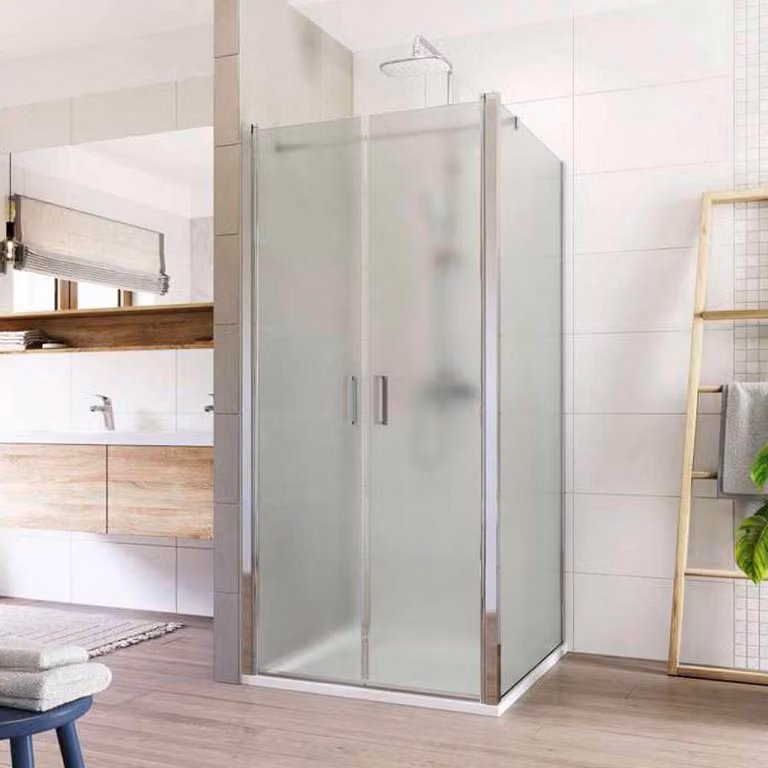 Cabina doccia Mereo, Lima, quadrata, doppia anta, volante, 100x100 cm, cromo ALU, vetro Point - CK86532K