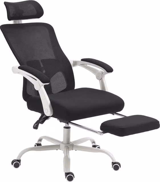Sedia da Ufficio Ergonomica con Poggiatesta e Braccioli, Rivestimento in Tessuto, Nero, L: 66 cm, P: 64 cm, H: 110-118 cm
