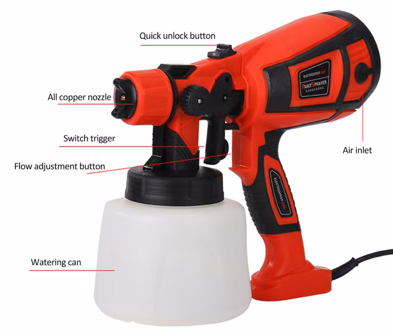 Spruzzatore per vernici, pistola a spruzzo elettrica HVLP da 850 W, serbatoio da 1400 ml con 6 ugelli in rame, 3 effetti di spruzzatura per mobili da interno ed esterno, recinzioni, pareti, pavimenti