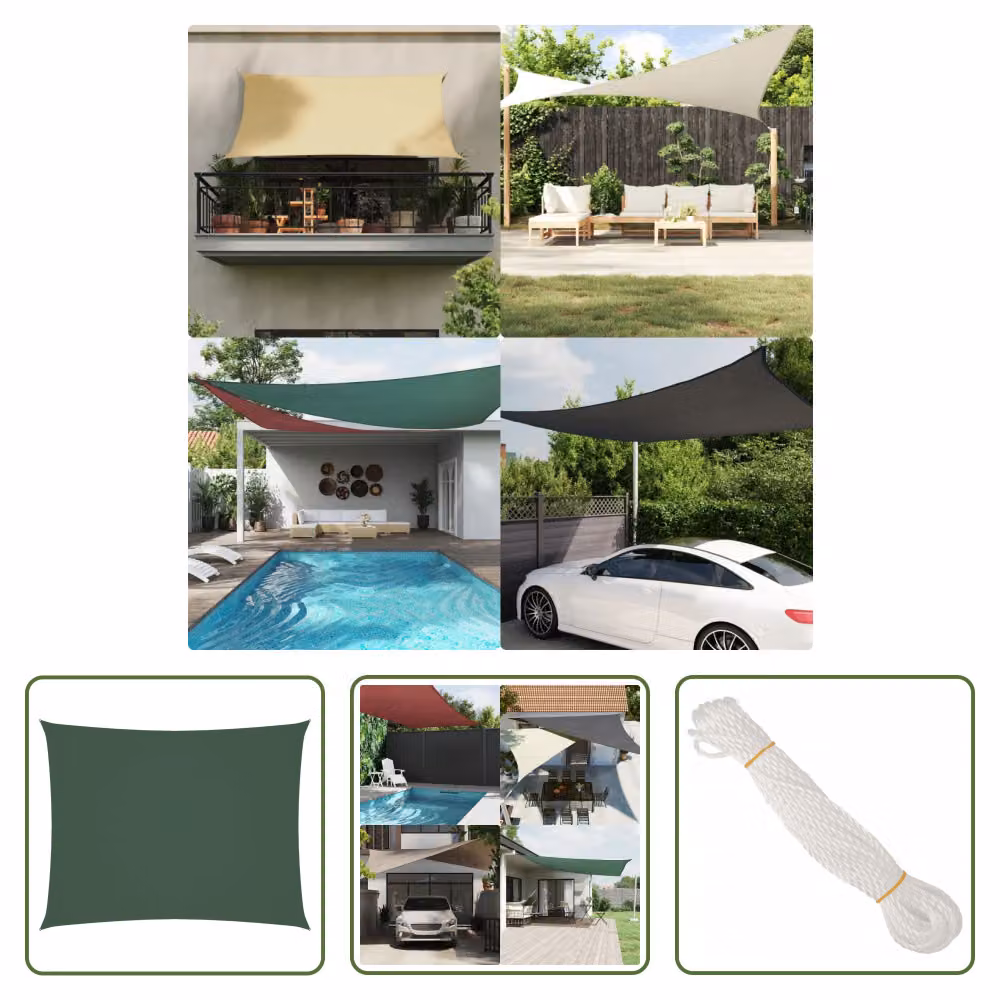 The Living Store Tenda da sole in tessuto Oxford rettangolare 2x3 m verde scuro