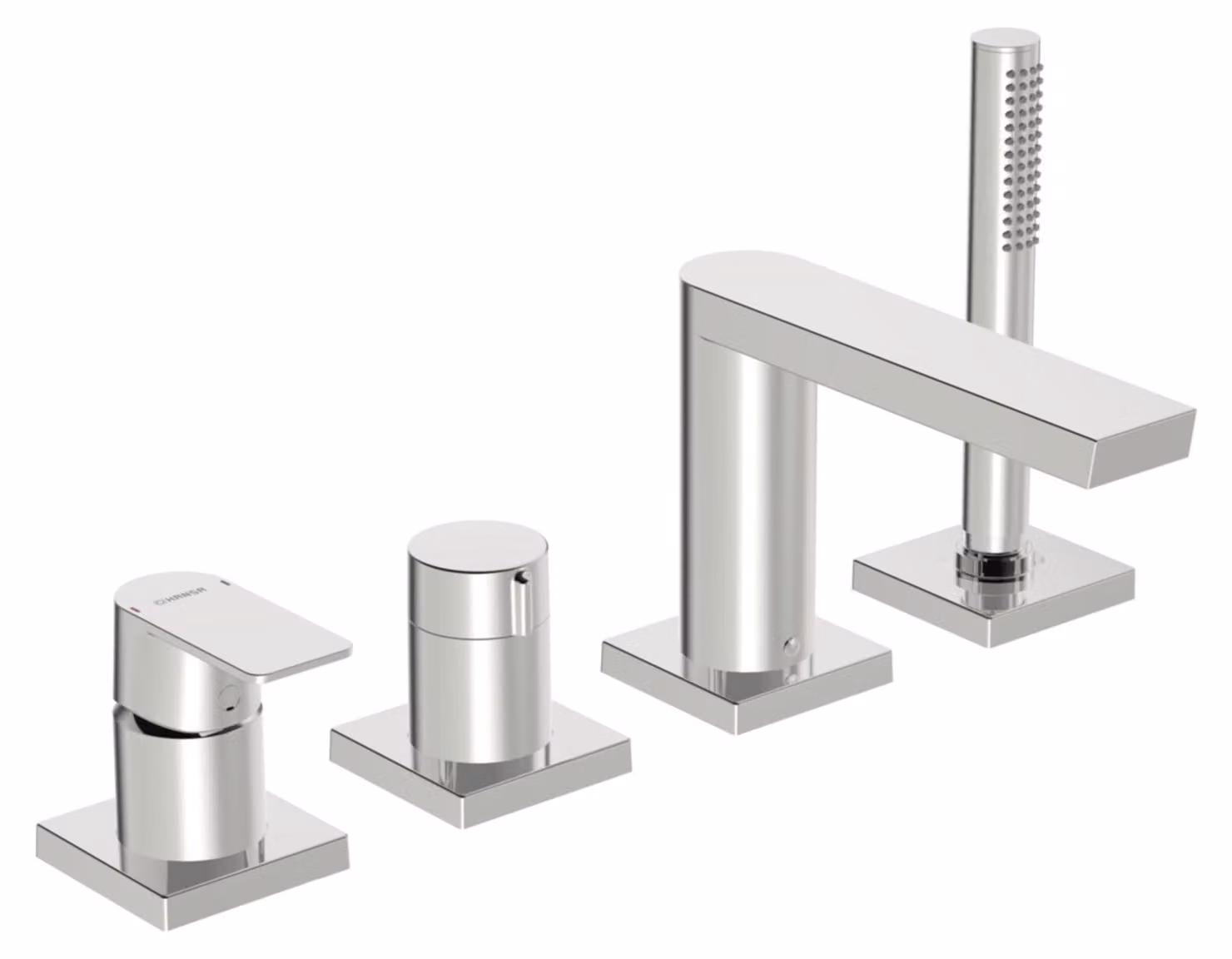 HANSA HANSASTELA Set de montage final pour bain/douche, 4 trous, rosace carrée, chrome, 57302473, 57302473