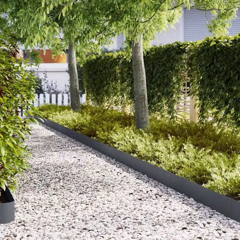Set di 20 bordure per prato vidaXL in acciaio, colore antracite, L: 100 cm, H: 20 cm, P: 0,05 cm