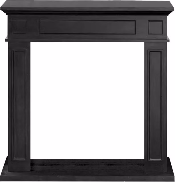 Jefferson - Cornice per Camino 89,5x90,5x28 cm Rivestimento Decorativo in Legno MDF Nero