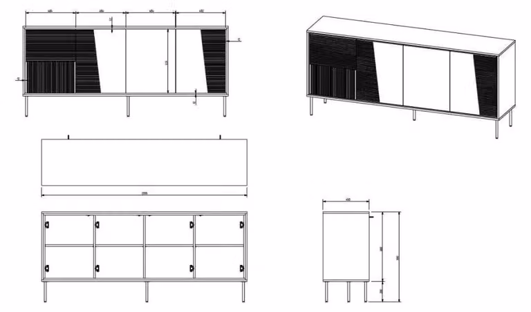 Schermo 4D ABI 200x45x88 nero opaco
