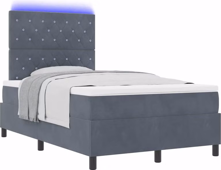 SYFAX™ Letto a Sorgente LED Grigio scuro 120 x 200 cm Tessuto