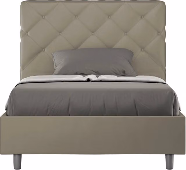 BS COM Letto una piazza e mezza senza rete imbottito 120x210 similpelle cappuccino