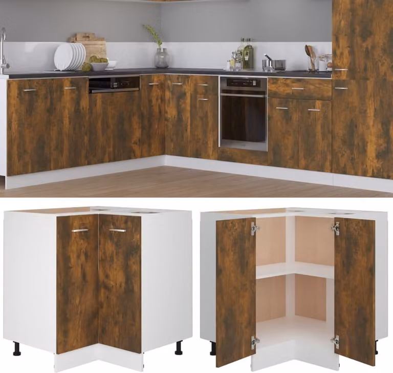 The Living Store Mobile da cucina in rovere fumé 75,5x75,5x80,5 cm Materiale in legno