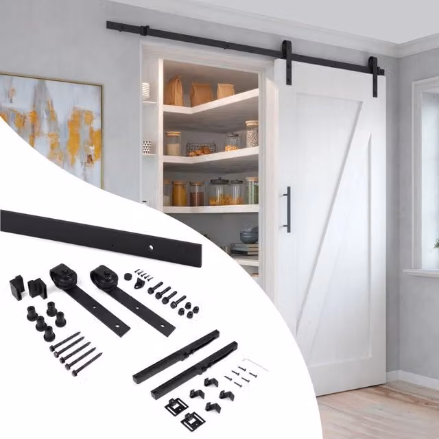 Kit di ferramenta per armadio a 2 ante scorrevoli con chiusura soft Flow e binari incassati EMUCA in acciaio nero opaco, L: 2,35 m