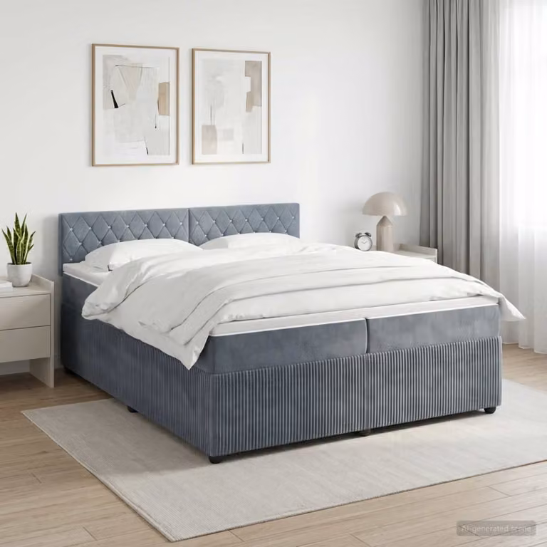 Letto box spring con materasso vidaXL in tessuto velluto Grigio Scuro L/P/H: 200 x 200 x 88 cm