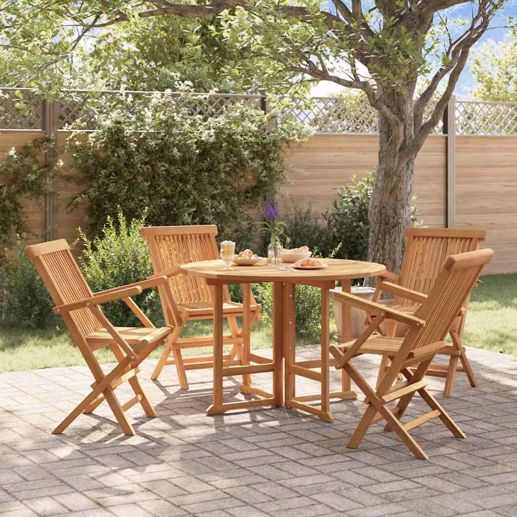 Set da pranzo pieghevole per esterni vidaXL in legno di teak marrone composto da 5 pezzi