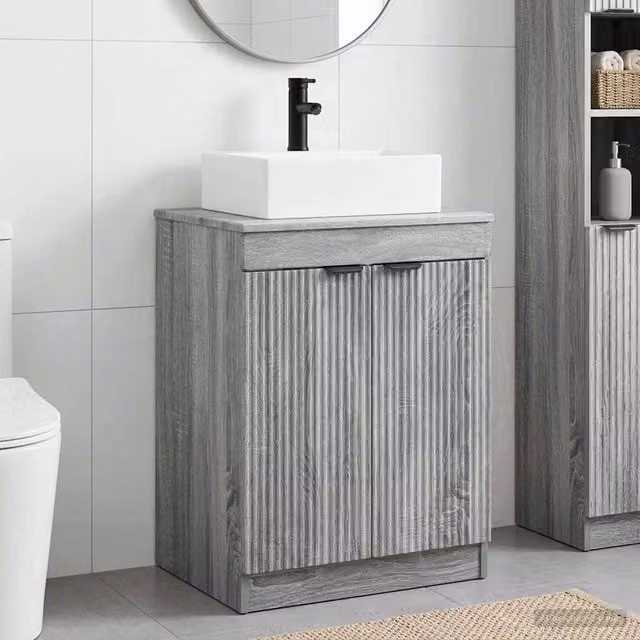 Mobile lavabo moderno vidaXL grigio opaco in legno MDF per il tuo bagno