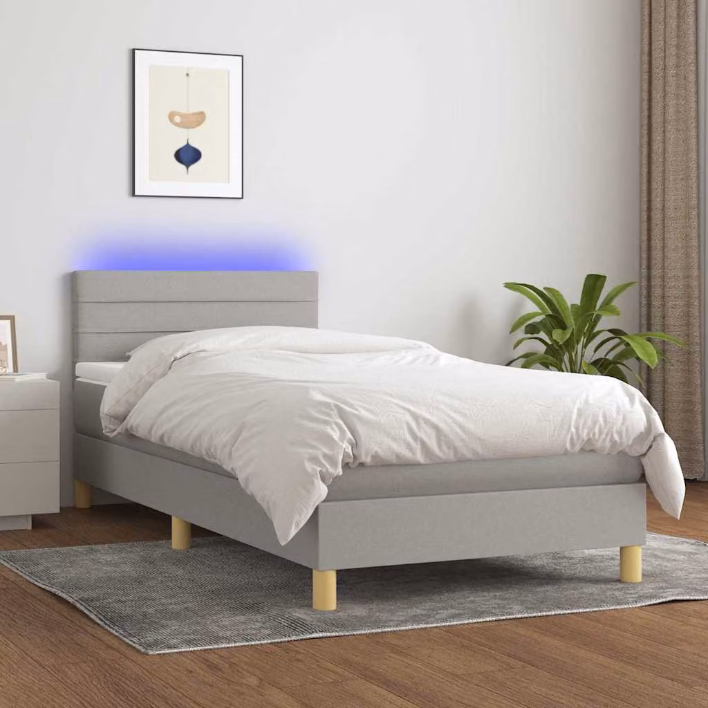 Letto Ibrido con Materasso e Illuminazione LED vidaXL, Grigio Chiaro, L 100 x P 200 cm – 1