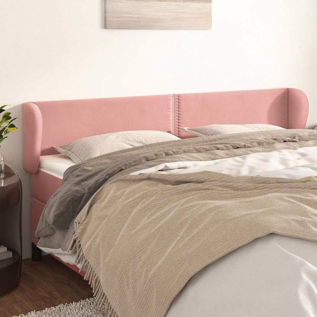 Testiera ad orecchio vidaXL in velluto rosa L: 183 cm, P: 23 cm, H: 78-88 cm