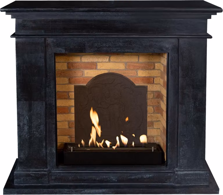 Caminetto a etanolo Xaralyn - Kos BME-SBU - pietra naturale nera - riscaldamento a 3 kW - caminetto da incasso incluso - caminetto decorativo