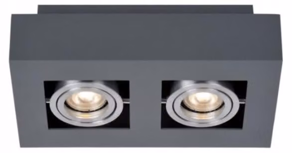Bowi, faretto a soffitto rettangolare, nero/argento, regolabile