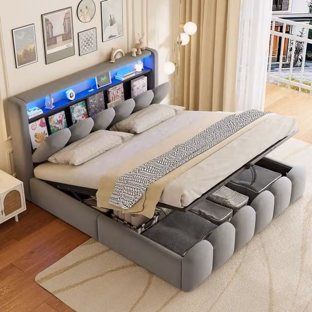 letto imbottito velluto grigio 180 x 200 cm