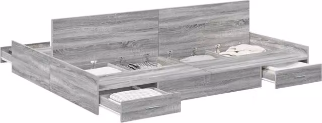 Letto matrimoniale | Letto per adulti | Struttura letto con contenitore Grigio Sonoma 140 x 190 cm