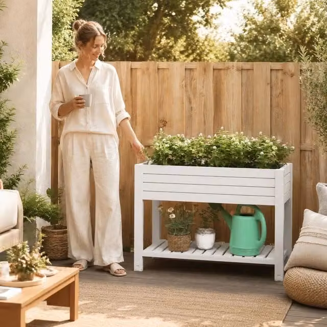 Raised Bed White 110x45x79 Cm Polypropylene