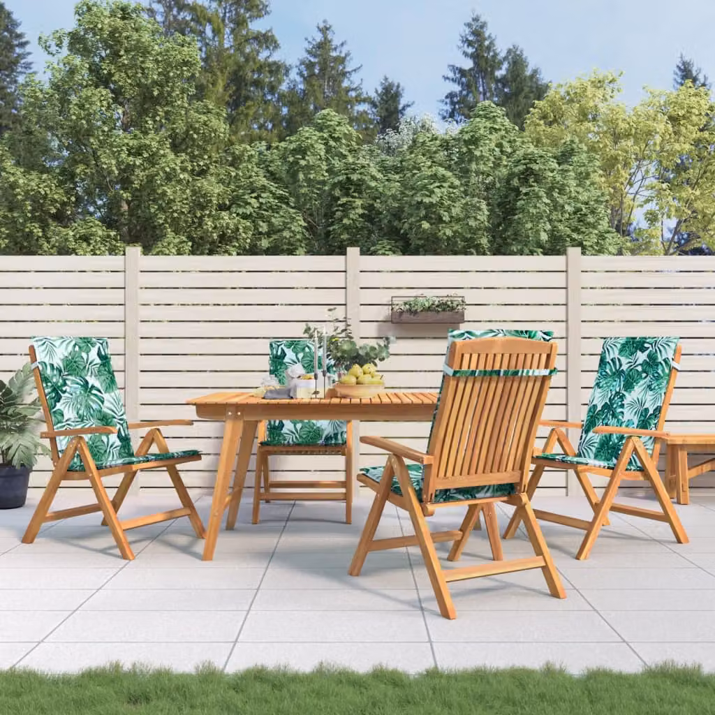 Set di 4 sedie pieghevoli reclinabili con cuscini vidaXL in legno di teak marrone