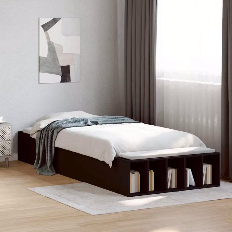 vidaXL Giroletto Nero in Legno Multistrato con Doghe Fisse L: 100 cm, P: 200 cm