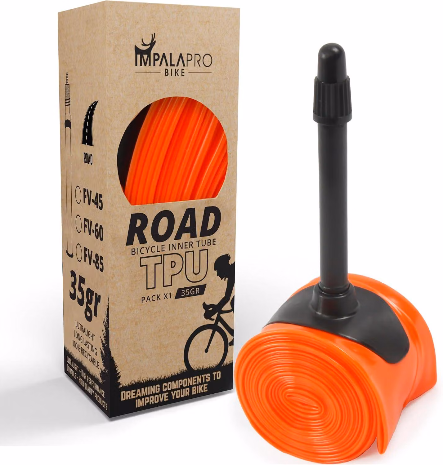 Camera d'aria per bicicletta in TPU, 700 x 18-32C, 1 pezzo, per biciclette da corsa