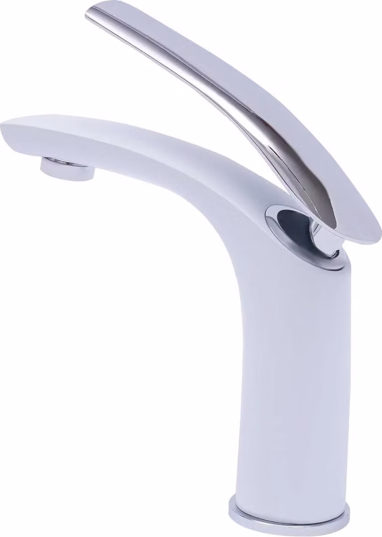 Miscelatore per lavabo, monocomando, superficie cromata, grigio chiaro