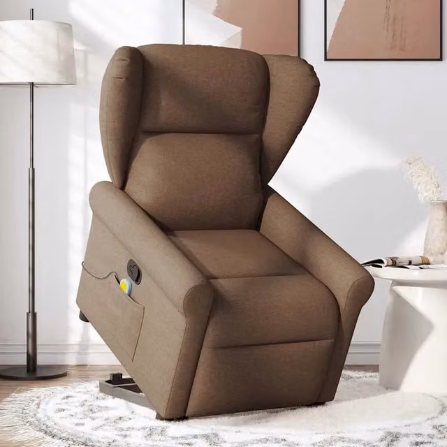 Poltrona Alzapersona Reclinabile vidaXL in Tessuto Marrone con Assistenza Elettrica per Senior – 1